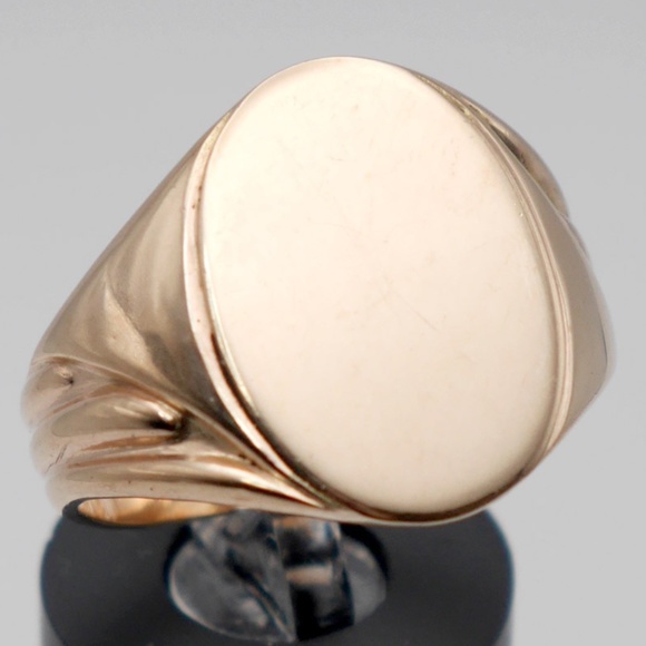 10k Gold Signet Ring HEAVY 9g SOLID Yellow Gold YG karat Blank size 10.5 - Picture 1 of 7